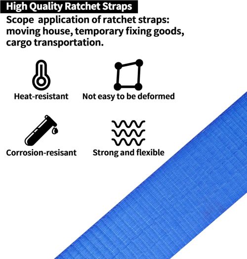 Heavy Duty Ratchet Straps 4 Pack, 2 IN x 30 FT Tie Down Straps Ratchet, 11,023 LBS Break Strength, Cargo Straps Ratcheting with J Hook, Long Tie Downs Ratchet Straps for Truck Trailer RV,Blue