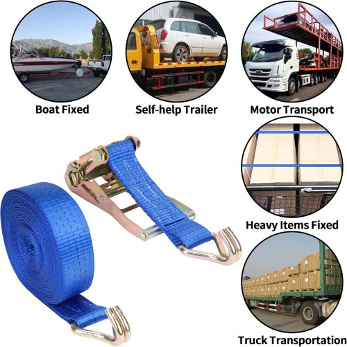 Heavy Duty Ratchet Straps 4 Pack, 2 IN x 30 FT Tie Down Straps Ratchet, 11,023 LBS Break Strength, Cargo Straps Ratcheting with J Hook, Long Tie Downs Ratchet Straps for Truck Trailer RV,Blue