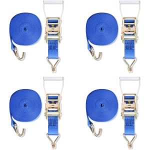 Heavy Duty Ratchet Straps 4 Pack, 2 IN x 30 FT Tie Down Straps Ratchet, 11,023 LBS Break Strength, Cargo Straps Ratcheting with J Hook, Long Tie Downs Ratchet Straps for Truck Trailer RV,Blue