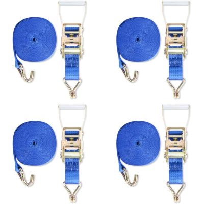Heavy Duty Ratchet Straps 4 Pack, 2 IN x 30 FT Tie Down Straps Ratchet, 11,023 LBS Break Strength, Cargo Straps Ratcheting with J Hook, Long Tie Downs Ratchet Straps for Truck Trailer RV,Blue