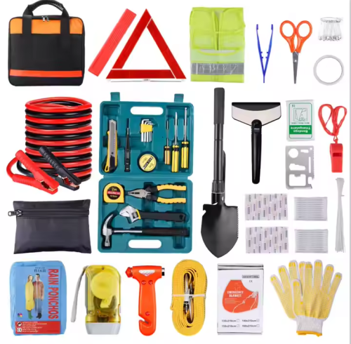 ATLI ATEK-3045 Roadside Emergency Car Kit with Jumper Cables, Auto Vehicle Safety Road Side Assistance Kits,with Car Repair Tool Set