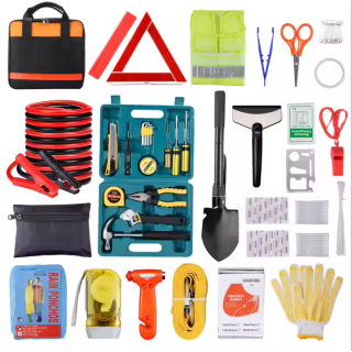 ATLI ATEK-3045 Roadside Emergency Car Kit with Jumper Cables, Auto Vehicle Safety Road Side Assistance Kits,with Car Repair Tool Set