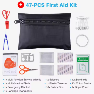 ATLI ATEK3045 Roadside Emergency Car Kit with Jumper Cables, Auto Vehicle Safety Road Side Assistance Kits,with Car Repair Tool Set