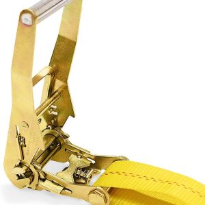 Two 2-in. X 27-Ft. Heavy-Duty Ratchet Straps with Chain Ends and Grab Hooks, 10,000 Lbs. Break Strength Chain TieDowns