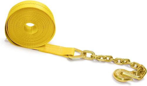 Two 2-in. X 27-Ft. Heavy-Duty Ratchet Straps with Chain Ends and Grab Hooks, 10,000 Lbs. Break Strength Chain TieDowns