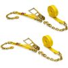 Two 2-in. X 27-Ft. Heavy-Duty Ratchet Straps with Chain Ends and Grab Hooks, 10,000 Lbs. Break Strength Chain TieDowns
