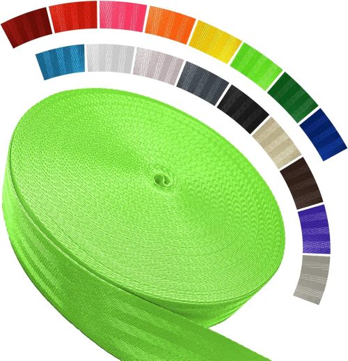 Polyester Webbing Strap 16+Colors 1"&1.5"&1.9" 16.5 25 33 55 Yards Heavy Duty Webbing Roll, Flat Webbing Strap for Indoor&Outdoor Gear, Climbing, DIY Crafting, Repairing