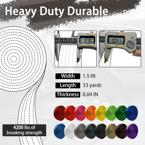 Polyester Webbing Strap 16+Colors 1"&1.5"&1.9" 16.5 25 33 55 Yards Heavy Duty Webbing Roll, Flat Webbing Strap for Indoor&Outdoor Gear, Climbing, DIY Crafting, Repairing