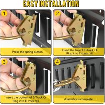ATlI 10pcs Steel E-Track O Ring Tie-Down Anchors, Secure Cargo in Enclosed/Flatbed Trailers, Trucks, Load Limit of 1500lb