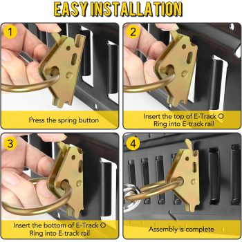 ATlI 10pcs Steel E-Track O Ring Tie-Down Anchors, Secure Cargo in Enclosed/Flatbed Trailers, Trucks, Load Limit of 1500lb