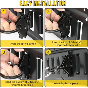 ATlI 10pcs Steel E-Track O Ring Tie-Down Anchors, Secure Cargo in Enclosed/Flatbed Trailers, Trucks, Load Limit of 1500lb