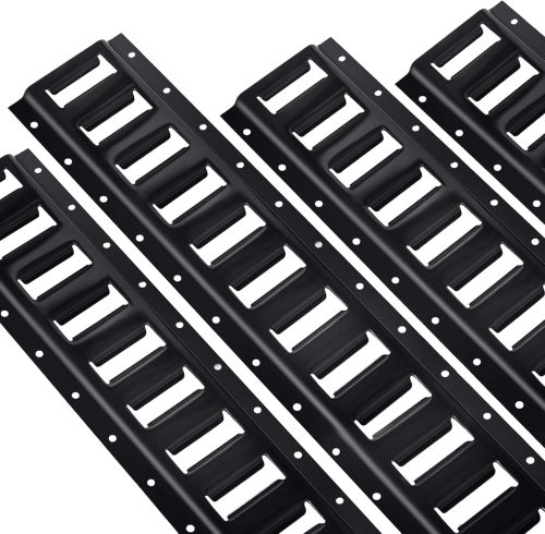 2' E Track Rail Tie Down Kit Heavy Duty 4 Pack Etrack Rails System Power Coated Steel E Track Bar Rails for Securing Cargo Garages Trailers, Vans with 6,000 lbs Breaking Strength