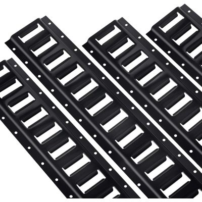 2' E Track Rail Tie Down Kit Heavy Duty 4 Pack Etrack Rails System Power Coated Steel E Track Bar Rails for Securing Cargo Garages Trailers, Vans with 6,000 lbs Breaking Strength