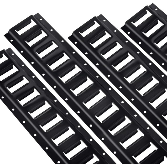 2' E Track Rail Tie Down Kit Heavy Duty 4 Pack Etrack Rails System Power Coated Steel E Track Bar Rails for Securing Cargo Garages Trailers, Vans with 6,000 lbs Breaking Strength