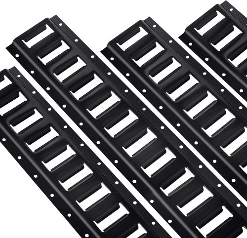 2' E Track Rail Tie Down Kit Heavy Duty 4 Pack Etrack Rails System Power Coated Steel E Track Bar Rails for Securing Cargo Garages Trailers, Vans with 6,000 lbs Breaking Strength