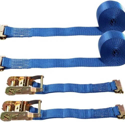 ATLI 2Pack E-Track Ratchet Tie-Down Straps 2" x16' ATV Mower Tire Straps Tie Down Kit Breaken Strength 4400 lbs, ETrack Spring Fittings & Ratchets & Heavy Duty Polyester Webbing Straps