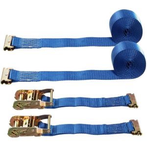 ATLI 2Pack E-Track Ratchet Tie-Down Straps 2" x16' ATV Mower Tire Straps Tie Down Kit Breaken Strength 4400 lbs, ETrack Spring Fittings & Ratchets & Heavy Duty Polyester Webbing Straps