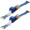ATLI 2Pack E-Track Ratchet Tie-Down Straps 2" x16' ATV Mower Tire Straps Tie Down Kit Breaken Strength 4400 lbs, ETrack Spring Fittings & Ratchets & Heavy Duty Polyester Webbing Straps