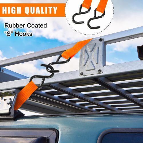 16 Pcs Cambuckle Tie Down Straps 1763lbs Break Strength Securing Straps 1'' x 15 ft Cambuckle Tie Downs with S Hook Cargo Strap for Motorcycle, Kayak, Car, Truck, Boat Moving, Securing Cargo