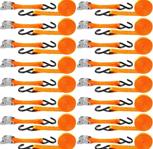 16 Pcs Cambuckle Tie Down Straps 1763lbs Break Strength Securing Straps 1'' x 15 ft Cambuckle Tie Downs with S Hook Cargo Strap for Motorcycle, Kayak, Car, Truck, Boat Moving, Securing Cargo