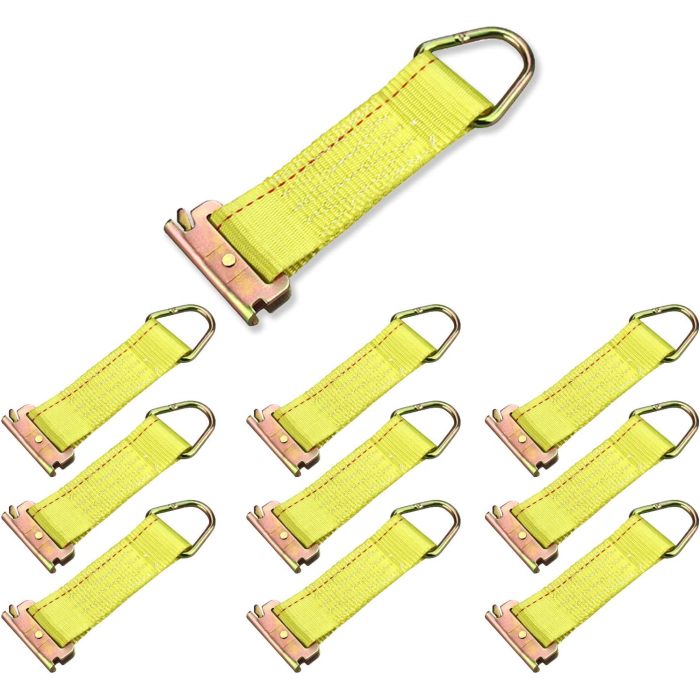 E Track Rope Tie Off E Track Tie Down Straps with D Ring for Load Securement in Enclosed Trailers/Pickups/Trucks/Boats/Vans/Cars,(2"x 6",10PCS)