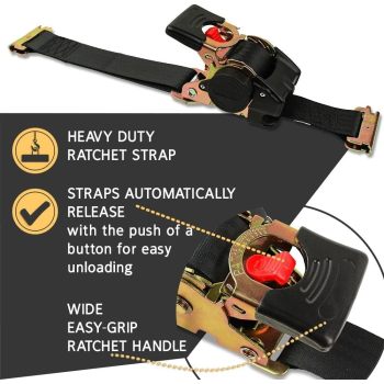 Bolt-on E-Track Auto Retractable Ratchet Straps Heavy Duty - (2 Pack) 2 Inch x 10 Ft - Retractable Ratchet Tie Down Straps for Boats, Jet Skis, Motorcycles, ATVs - 4,000 lbs Break Strength