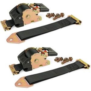 Bolt-on E-Track Auto Retractable Ratchet Straps Heavy Duty - (2 Pack) 2 Inch x 10 Ft - Retractable Ratchet Tie Down Straps for Boats, Jet Skis, Motorcycles, ATVs - 4,000 lbs Break Strength
