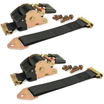 Bolt-on E-Track Auto Retractable Ratchet Straps Heavy Duty - (2 Pack) 2 Inch x 10 Ft - Retractable Ratchet Tie Down Straps for Boats, Jet Skis, Motorcycles, ATVs - 4,000 lbs Break Strength