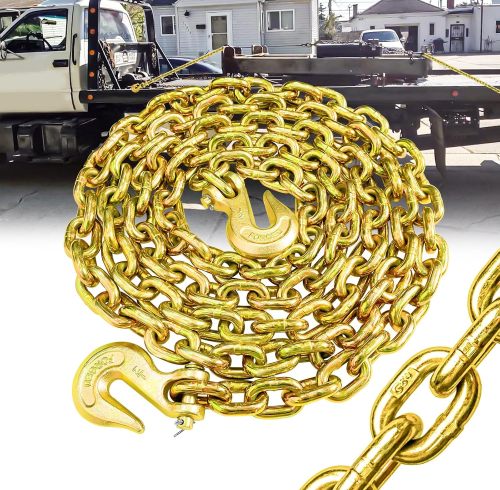 ATLI G80 Transport Binder Chain 1/2 Inch x 10 Foot | Tow Chain with Clevis Grab Hooks | 12,000 lbs Safe Working Load | Heavy Duty Chain for Transporting Towing