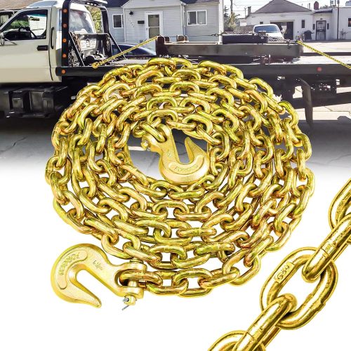 ATLI G80 Transport Binder Chain 1/2 Inch x 10 Foot | Tow Chain with Clevis Grab Hooks | 12,000 lbs Safe Working Load | Heavy Duty Chain for Transporting Towing