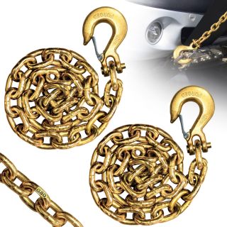 2Pcs 4900 lbs WLL G80 5/16" x 3FT Trailer Safety Chains with Hooks Heavy Duty Trailer Chains with Clevis Self-Locking Hooks, 18,800 lbs Break Strength Towing Chain for Truck Garage Farm Transport