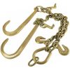 3/8" X 2' V-Type Tow Chain with 15 Inch J-Hooks Link 2 inch Legs,G70 Steel Towing Chain Bridle,Yellow Zinc Plated Tractor Car Wrecker Truck Tie,7800 lbs Safe Working Load