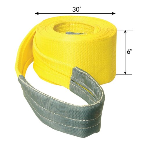 Tow Strap with Reinforced Eyes - Heavy Duty - 6 Inch x 30 Foot - 15,000 Pound Towing Capacity