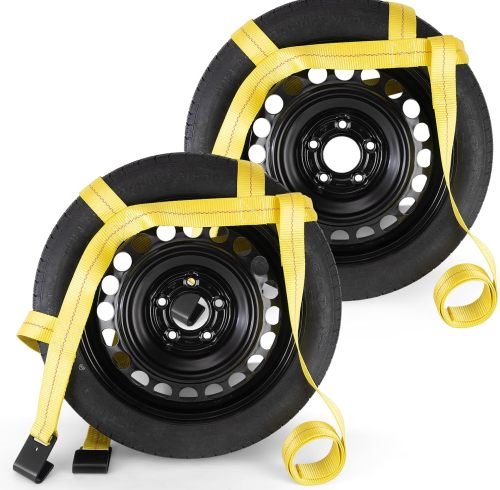 Tow Dolly Straps, Car Dolly Basket Strap, 2 Wheel Dolly Straps with Flat Hook - Car Dolly Tire Straps Fit 15"-19" Tires Auto Vehicle Dolly Straps 10,000 Lbs Breaking Strength (Yellow)