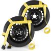 Tow Dolly Straps, Car Dolly Basket Strap, 2 Wheel Dolly Straps with Flat Hook - Car Dolly Tire Straps Fit 15"-19" Tires Auto Vehicle Dolly Straps 10,000 Lbs Breaking Strength (Yellow)