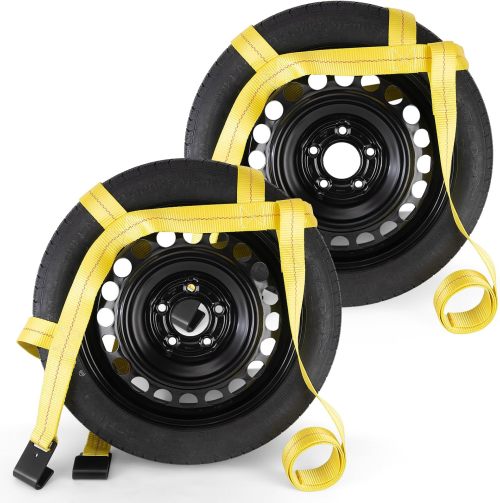 Tow Dolly Straps, Car Dolly Basket Strap, 2 Wheel Dolly Straps with Flat Hook - Car Dolly Tire Straps Fit 15"-19" Tires Auto Vehicle Dolly Straps 10,000 Lbs Breaking Strength (Yellow)