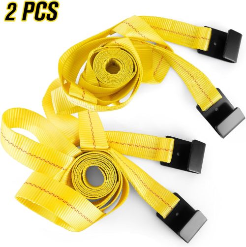 Tow Dolly Straps, Car Dolly Basket Strap, 2 Wheel Dolly Straps with Flat Hook - Car Dolly Tire Straps Fit 15"-19" Tires Auto Vehicle Dolly Straps 10,000 Lbs Breaking Strength (Yellow)