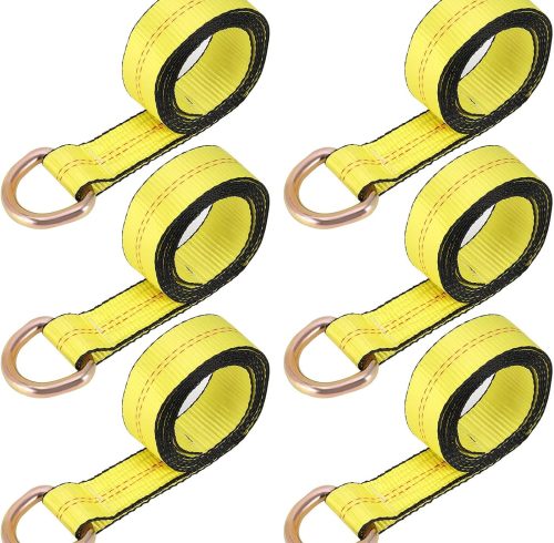6 Pack 2 Inch x 8.2 Ft Lasso Strap with D Ring Auto Tie Down for Wheel Lift, Wrecker, Rollback, Tow Truck