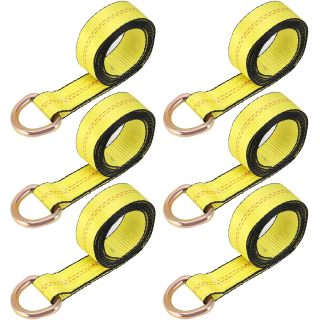 6 Pack 2 Inch x 8.2 Ft Lasso Strap with D Ring Auto Tie Down for Wheel Lift, Wrecker, Rollback, Tow Truck
