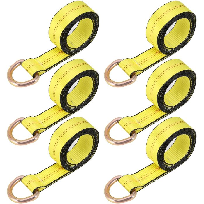 6 Pack 2 Inch x 8.2 Ft Lasso Strap with D Ring Auto Tie Down for Wheel Lift, Wrecker, Rollback, Tow Truck