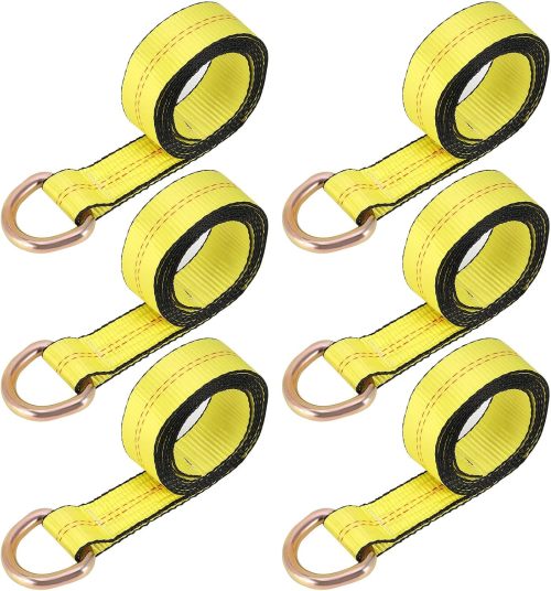 6 Pack 2 Inch x 8.2 Ft Lasso Strap with D Ring Auto Tie Down for Wheel Lift, Wrecker, Rollback, Tow Truck