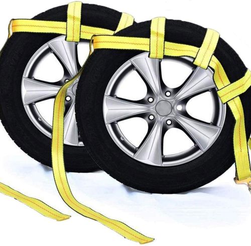 Tow Dolly Basket Strap with Twisted Snap Hooks for Small to Medium Size Tires 2 inch Webbing 12,000 lbs Breaking Strength Tire Bonnet&Tire Net Fits Most 14-17" Tires