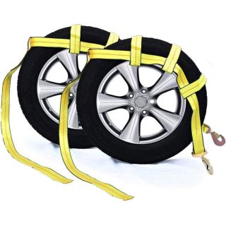 Tow Dolly Basket Strap with Twisted Snap Hooks for Small to Medium Size Tires 2 inch Webbing 12,000 lbs Breaking Strength Tire Bonnet&Tire Net Fits Most 14-17" Tires