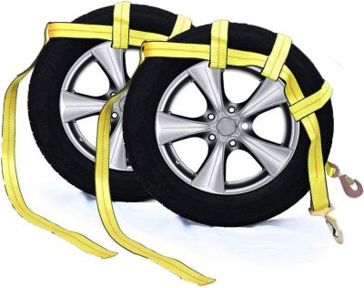 Tow Dolly Basket Strap with Twisted Snap Hooks for Small to Medium Size Tires 2 inch Webbing 12,000 lbs Breaking Strength Tire Bonnet&Tire Net Fits Most 14-17