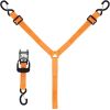 Spare Tire Strap, 3 Point Ratchet Y Strap for UTV,ATV,Truck Bed Roof Rack Spare Tire Mount,1.5 inch Wide Adjustable Tire Tie Down Strap Over The Wheel with 3 Safety Clip Hooks