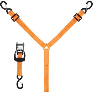 Spare Tire Strap, 3 Point Ratchet Y Strap for UTV,ATV,Truck Bed Roof Rack Spare Tire Mount,1.5 inch Wide Adjustable Tire Tie Down Strap Over The Wheel with 3 Safety Clip Hooks