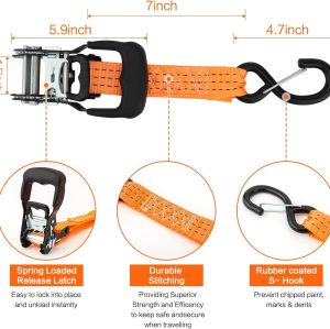 Spare Tire Strap, 3 Point Ratchet Y Strap for UTV,ATV,Truck Bed Roof Rack Spare Tire Mount,1.5 inch Wide Adjustable Tire Tie Down Strap Over The Wheel with 3 Safety Clip Hooks