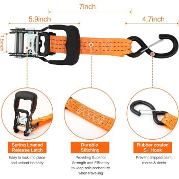 Spare Tire Strap, 3 Point Ratchet Y Strap for UTV,ATV,Truck Bed Roof Rack Spare Tire Mount,1.5 inch Wide Adjustable Tire Tie Down Strap Over The Wheel with 3 Safety Clip Hooks
