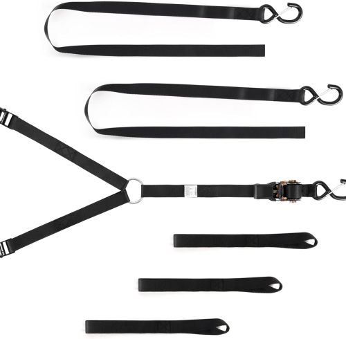 Spare Tire Strap, 3 Point Ratchet Y Strap for UTV,ATV,Truck Bed Roof Rack Spare Tire Mount,1.5 inch Wide Adjustable Tire Tie Down Strap Over The Wheel with 3 Safety Clip Hooks