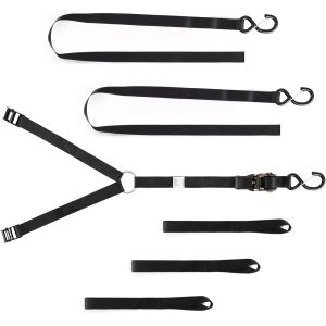 Spare Tire Strap, 3 Point Ratchet Y Strap for UTV,ATV,Truck Bed Roof Rack Spare Tire Mount,1.5 inch Wide Adjustable Tire Tie Down Strap Over The Wheel with 3 Safety Clip Hooks